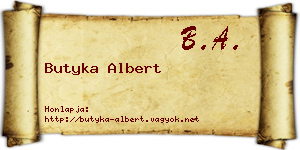 Butyka Albert névjegykártya
